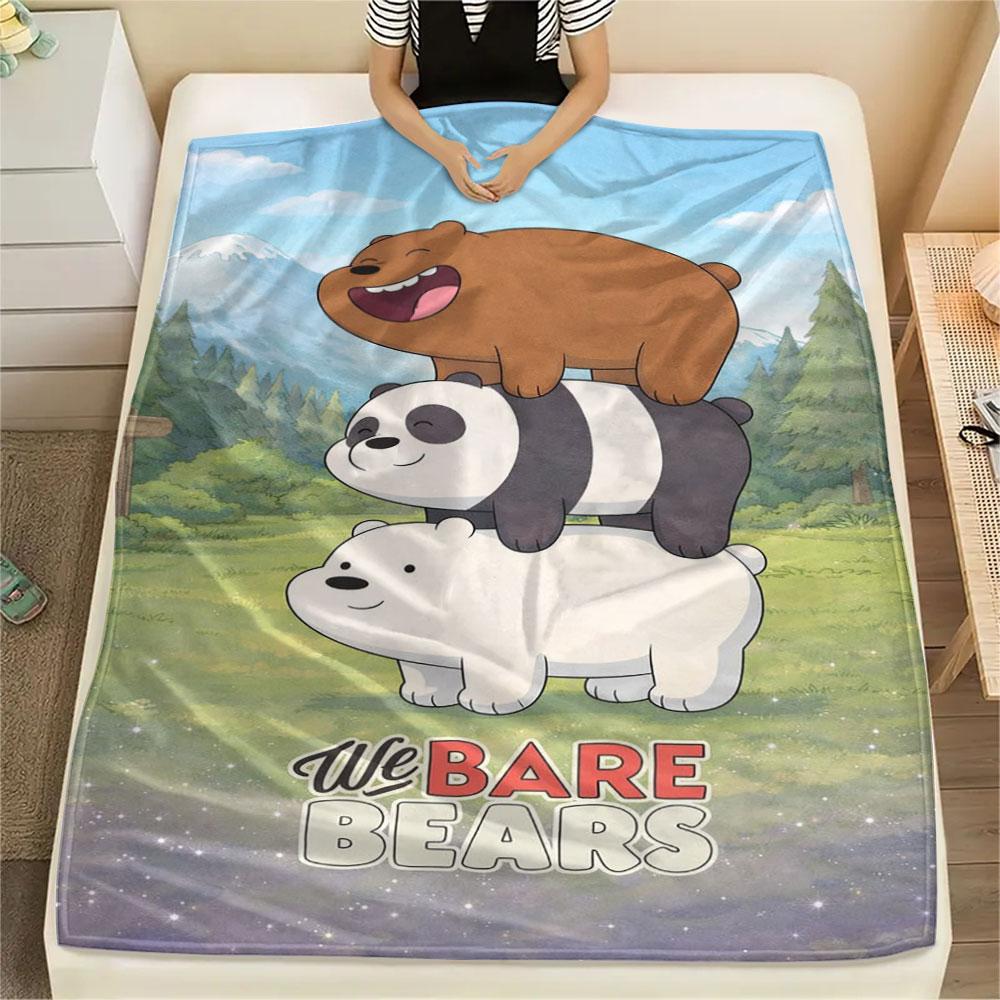 1PC We Bare Bears Patterned Flannel Blanket Suitable For All Seasons for Home Decor Warmth and Comfort Gifts Holiday Present