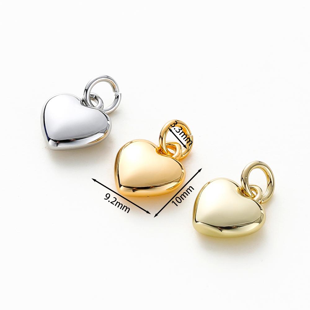 4Pcslot 14K 18K Gold Plated Heart Charm With Jump Ring Necklace Making Supplies Solid Love Pendant For Diy Jewelry Accessories