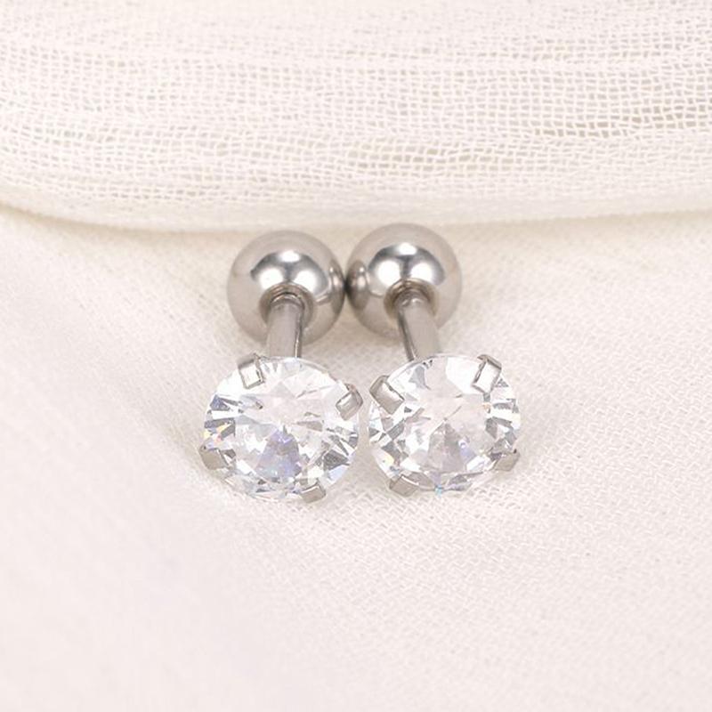 1 Pair 4Mm Multicolor  Stud Earrings For Women Ear Bone Nail Cartilage Ea
