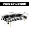 3 Packs Checkered Race Car Party Tablecloths Black and White Checkered Stripes Theme Party Touchdown Table Cover for Motor Racing Birthday Party
