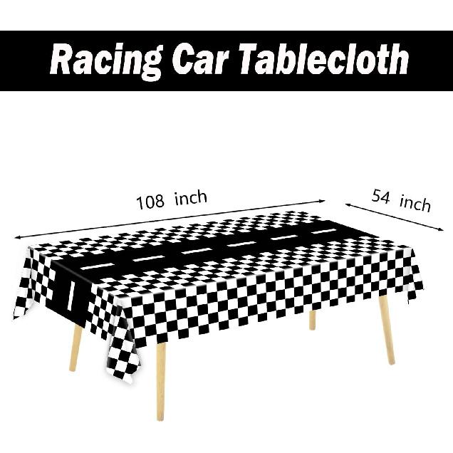 3 Packs Checkered Race Car Party Tablecloths Black and White Checkered Stripes Theme Party Touchdown Table Cover for Motor Racing Birthday Party
