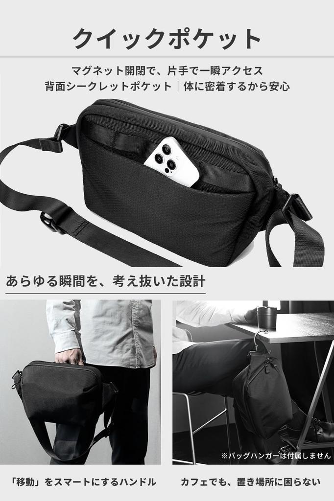 Shoulder Bag Pockets for Easy iPad Compatible Zipper Urban Sling [zepirion] Men's [10 Storage] 11-inch Water-Repellent Water-Resistant
