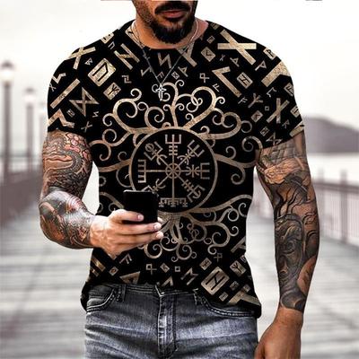 Maglietta Stampa 3D Tatuaggio Vikingo Moda Uomo Street Manica Corta Top Donna Estate Pullover Magliette Oversize Opzioni Multiple