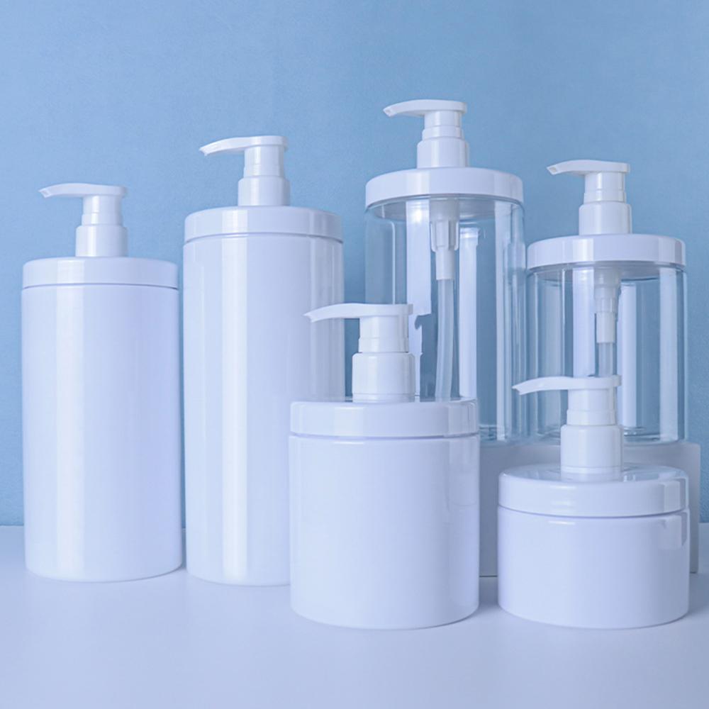 Wide Mouth Pump Bottle Dispenser Clear Storage Bottle  for Shampoo Conditioner Lotion
