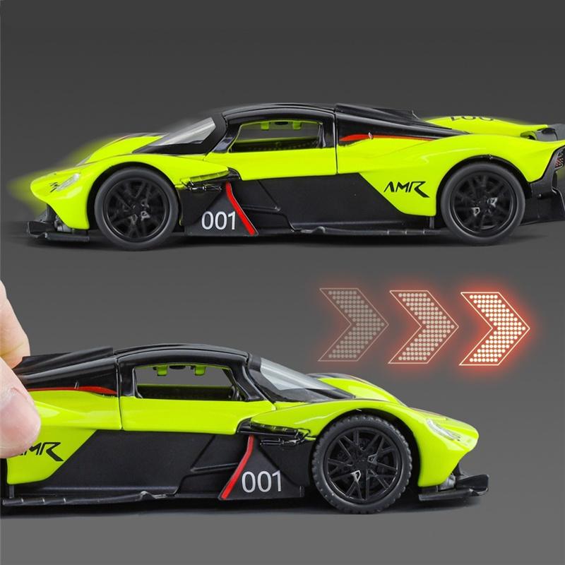 1/32 Aston Martin Valkyrie Alloy Sports Car Model Diecast Metal Racing Car Vehicles Model Sound and Light Simulation Collection Kids Toy Gift