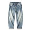 Spring and Summer New Men's Loose Straight American Retro High Street Stretch Denim Trousers