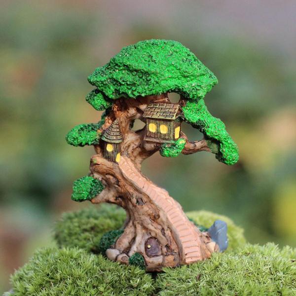 Old Fairy Tree House Home Garden Ornament Miniature Figurine Mini Fairy DIY