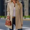 2025 European Plus Size Women's Casual Stand Collar Mid-Length Wool Coat - Autumn/Winter Collection
