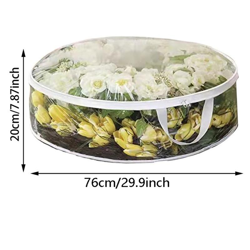 Practical-Round Dustproof Bag For Wreaths Storage Containers With Double Zipper And Reinforced Handle Large Capacity Folding Too