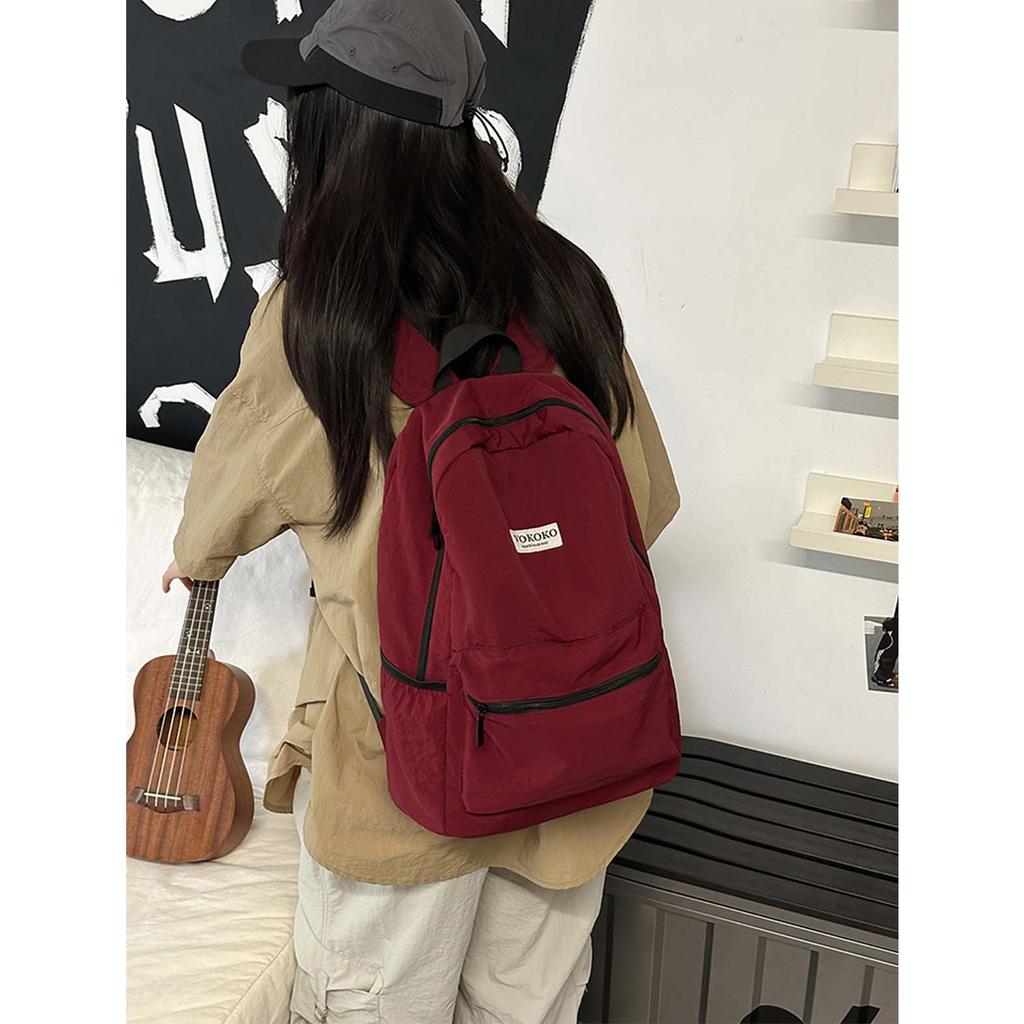 Small Fresh Solid Color Backpack for Female College Students, Outdoor Mountaineering Bag, Simple and Lightweight Travel Study Ba