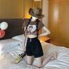 Women's 2026 Summer Korean-Style Black High-Waisted Denim A-Line Shorts