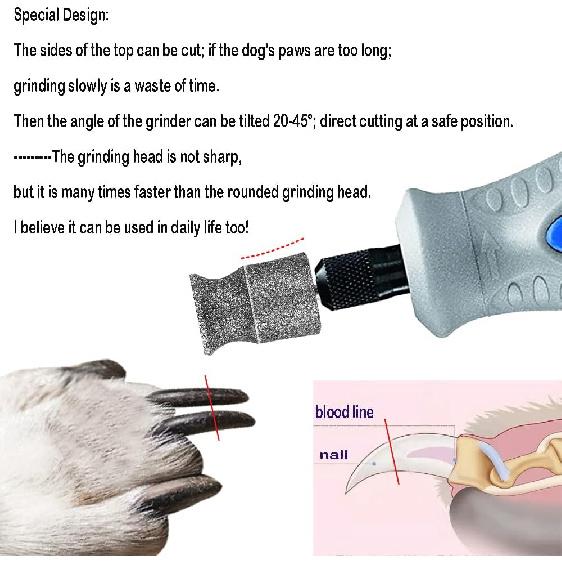 Diamond Dremel Dog Nail Grinder Bits for Rotary Tool-1/8'' Dremel Dog Nail Grinder Attachment-Pet Bit Work for Animals Nail Care (XX Large Q)
