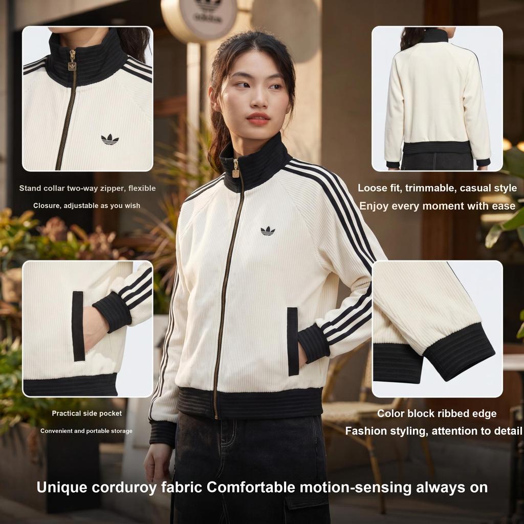 adidas Originals Striped Full-Zip Long Sleeve Jacket Women Jacket JN0722