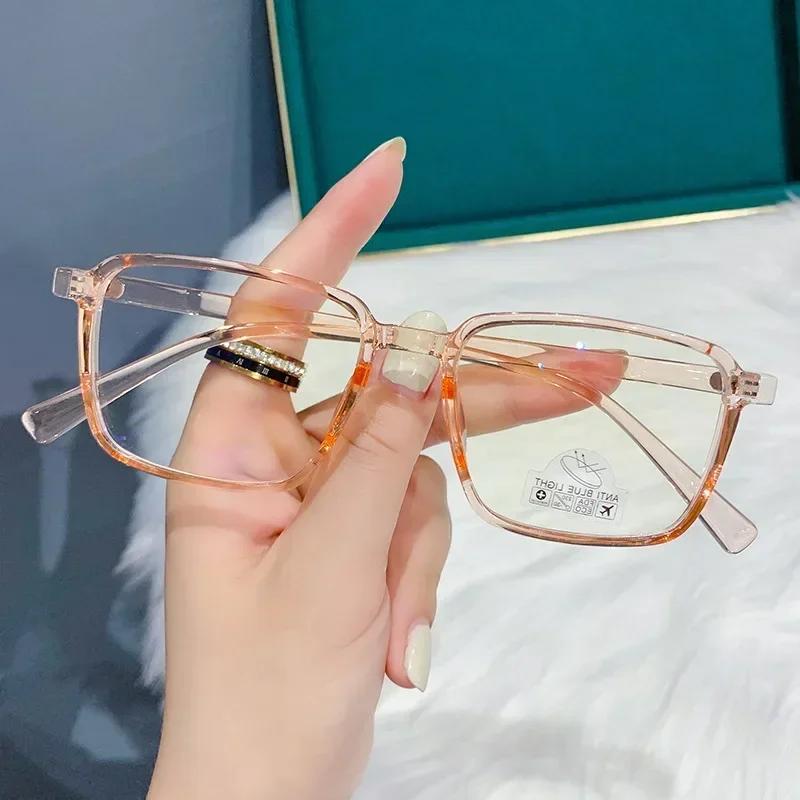 Myopia Glasses For Women Men Unisex Anti Blue Light Square Tr Frame Short Sight Eyeglasses Optical Prescription Eyewear Diopter