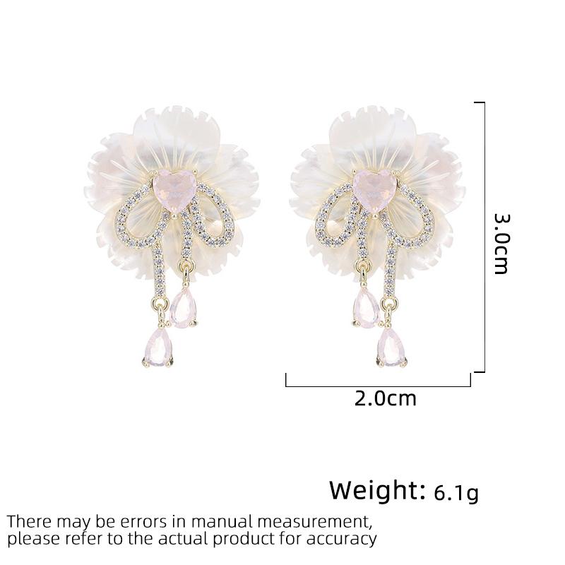 Women's Light Luxury Design Elegant Flower Droplet Tassel Earrings Fashionable And Versatile Niche Design Earrings