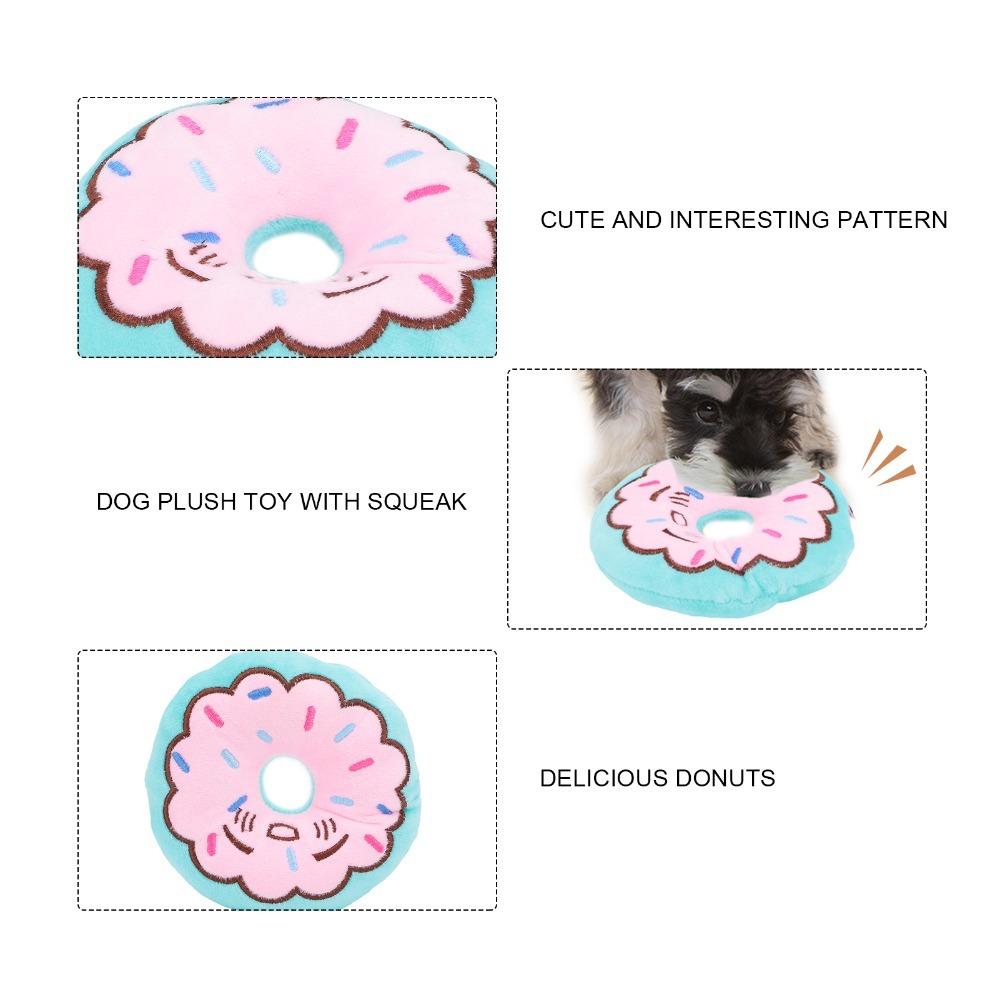 Plush Filled Donut Dog Toy Chew Tough Interactive Dog Chew Toy Squeaky Dog Toy  Interactive Play синий