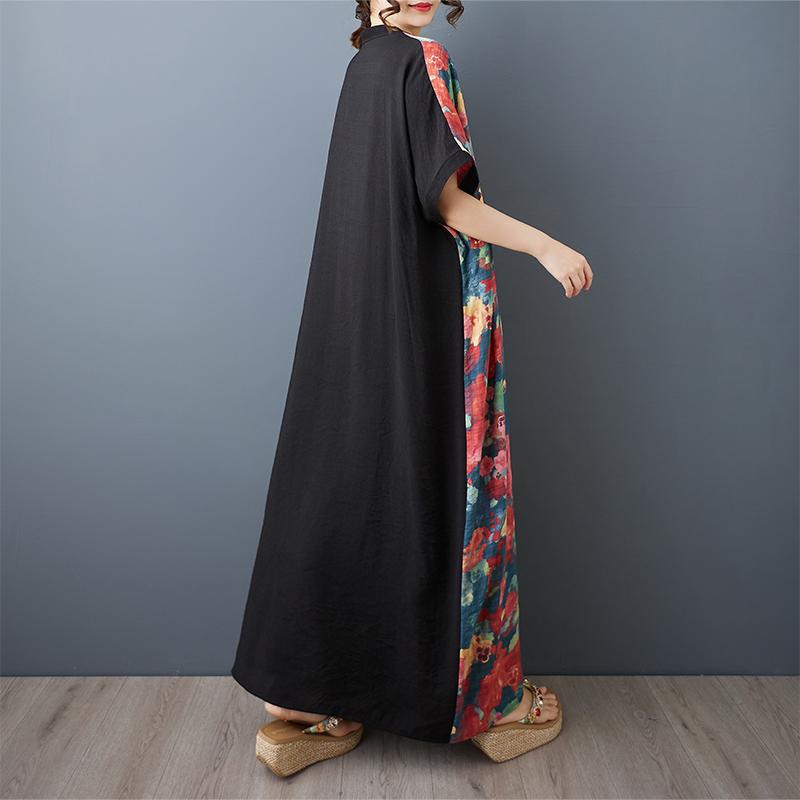 DIMANAF New Women 2025 Plus Size Summer Long Casual Dress Loose Linen Vintage Basic Maxi Dress 9866