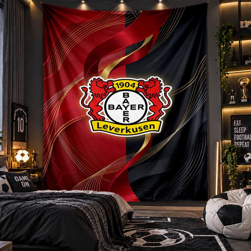 Wall Hanging Tapestry Bayer Leverkusen Football Print Cloth for Living Room Bedroom Home Decor