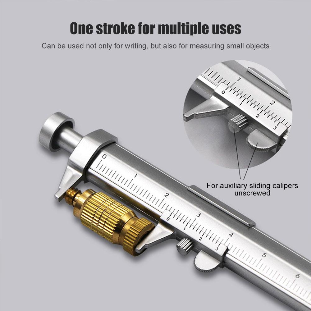 2 in 1 Vernier Caliper Pen Ball-Point 0.5mm Ballpoint Pen Ink Pen Vernier Caliper Roller Ball Pen Kid Stationery Measuring Tools
