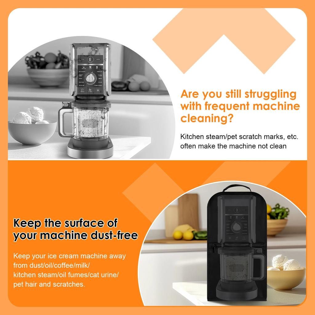Ice Cream Maker Dust Cover Kitchen Appliance Protective Cover with Handle and Pockets Waterproof Ice Cream Making Machine Cover