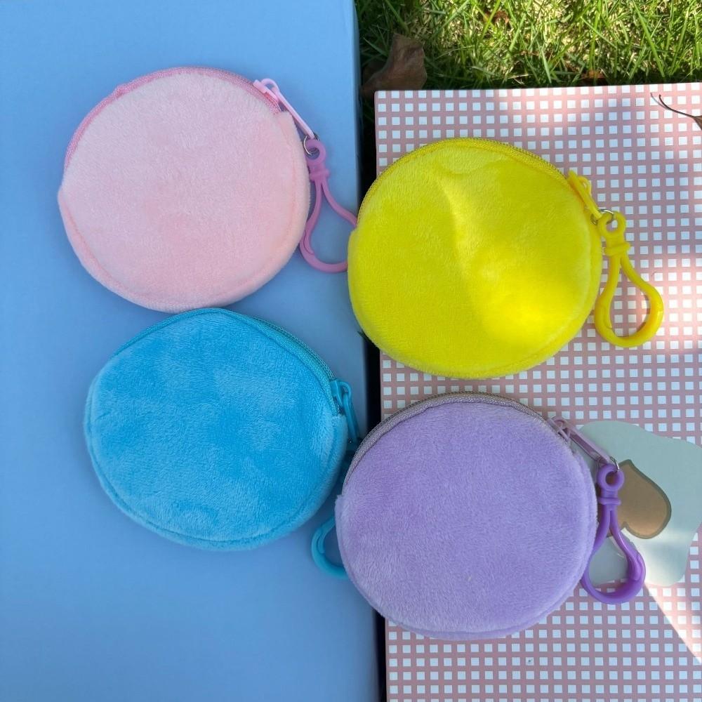 Round Shape ID Card Bag Solid Color Keychain Wallet Fashion Coin Purse  Gift