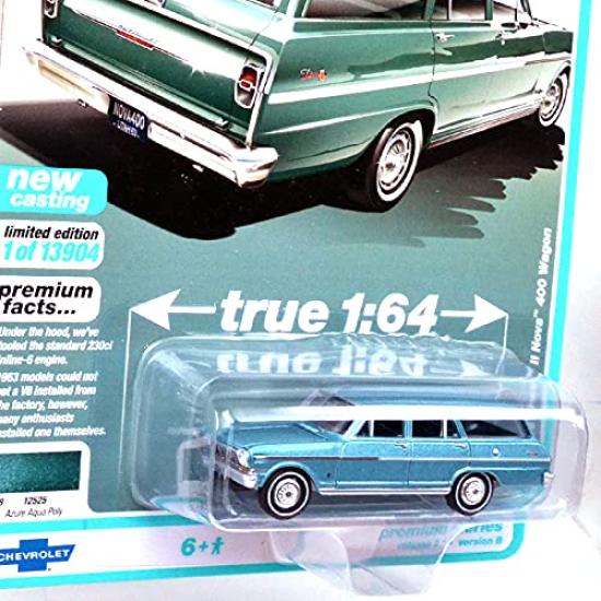 Auto World Scale Premium 2021 Release 2 B Chevy II Nova 400 Station Wagon Aqua 164 "1963 (Azure Poly)"