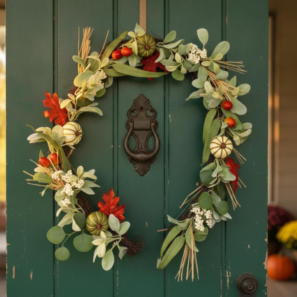 Autumn Garland with Pumpkins Vivid Fall Lifelike for Thanksgiving