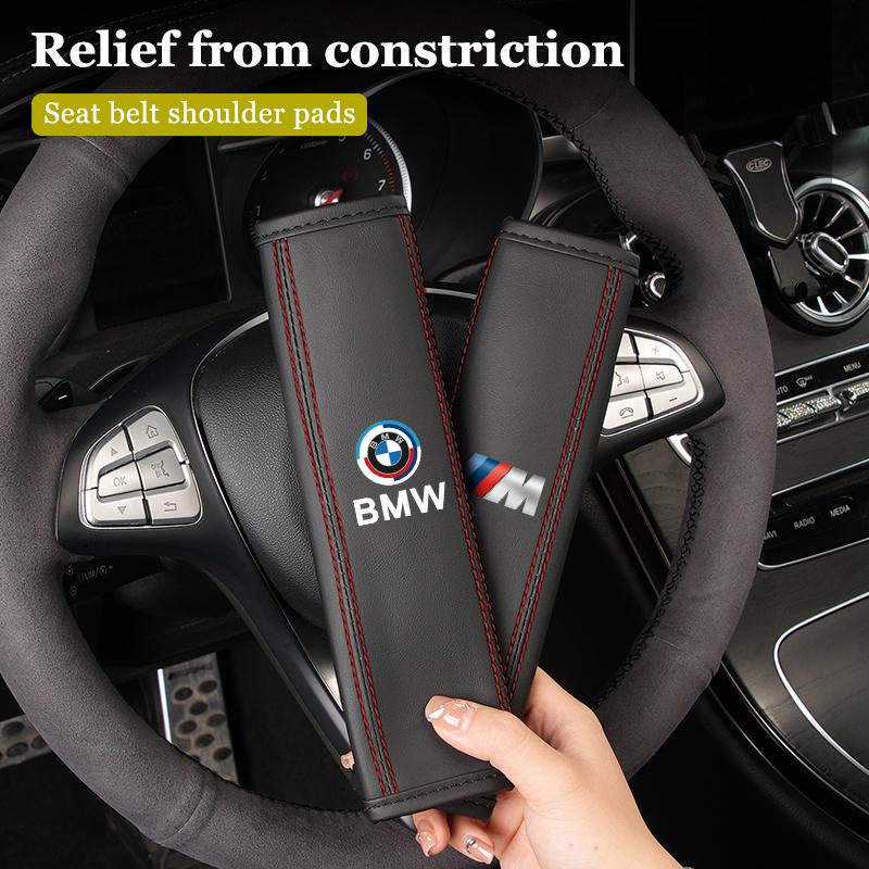 Car Seat Belt Cushion Safety Belt Leather Shoulder Protector Pad For BMW E46 E90 E60 F30 F10 E39 E36 F20 G20 G30 E92 E87 E91 X5 VM4