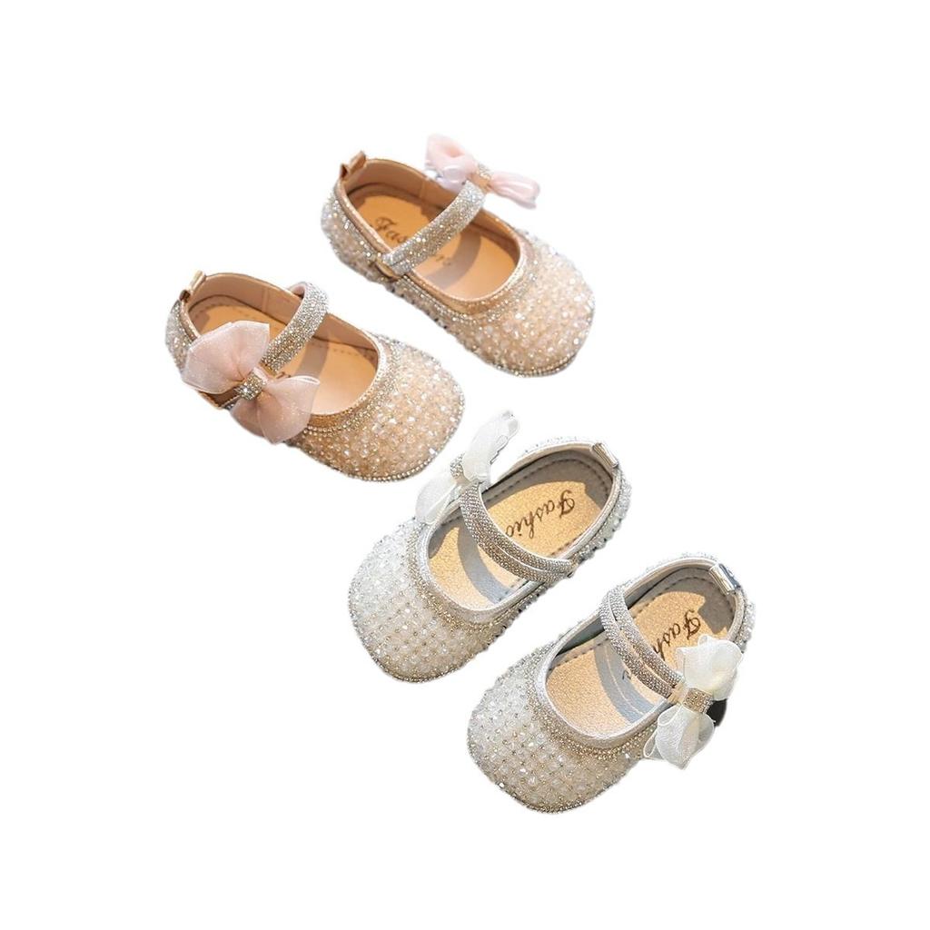 Summer Girl Child Year Old Single Shoes Leather Shoes Princess Shoes 1 Year Old Baby Crystal Shoes 2025 New Shining Spring and Autumn
