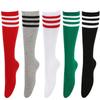 Summer Three Bar Mid Tube Socks for Women, Black Cotton Knee Length Socks, Striped Socks, Performance Socks, Calf Socks JK