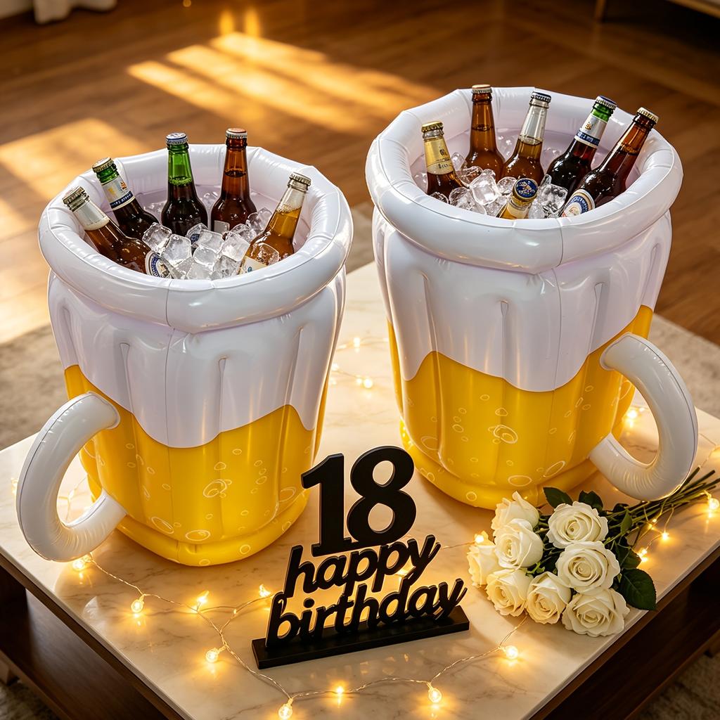 Copo de Cerveja Inflável Festa Refrescador de Bebidas + 1 Bomba de Ar Grande, Caixa Refrigeradora de Bebidas de Cerveja Balde de Gelo, Especialmente Adequado para Reuniões