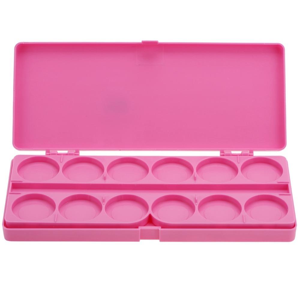

Plastic Pigment Mixing Case Durable Manicure Drawing Tray Nail Art Palette Painting розовый