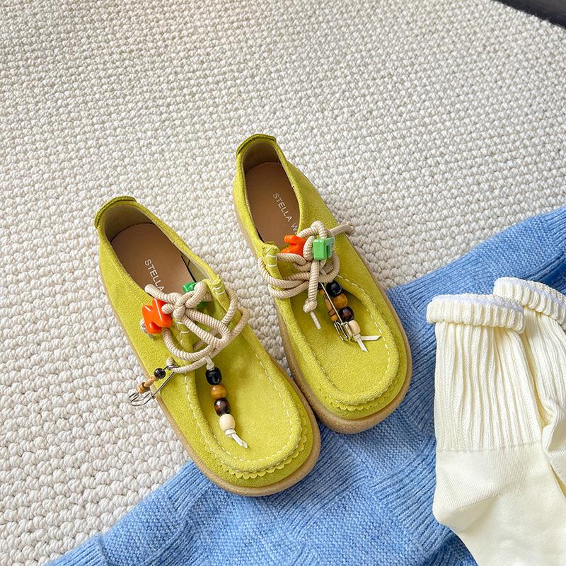 

Yunfu Happy Paradise~ Platform Kangaroo Shoes Women s 2025 Spring and Autumn Retro Velvet Loafers Biscuit Shoes 40