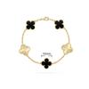 Bracciale da donna di alta qualità in oro rosa 18k, laser bianco, madreperla, calcedonio rosso, 15mm, quadrifoglio, cinque fiori