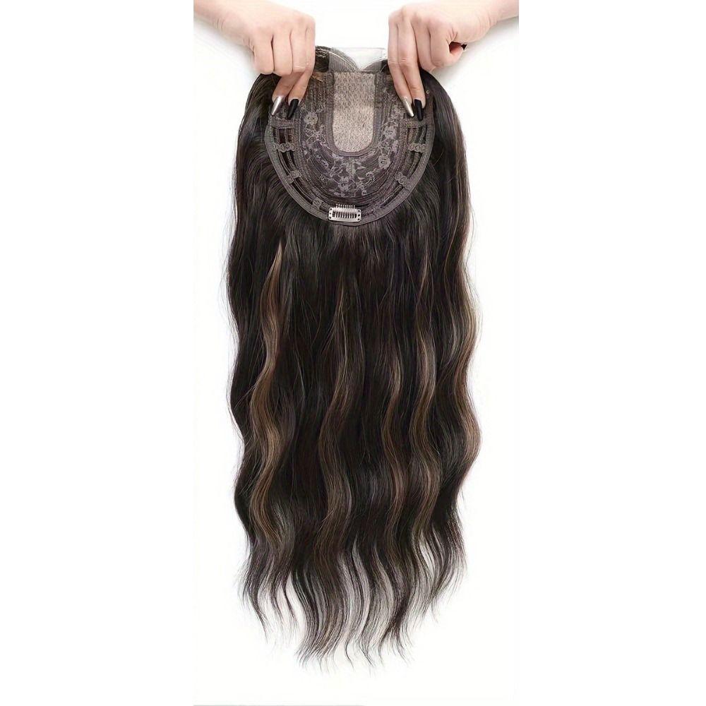 Clip in Synthetic Hair Toppers Ombre Top Closures Hairpiece  Cover White Hair & Hairline