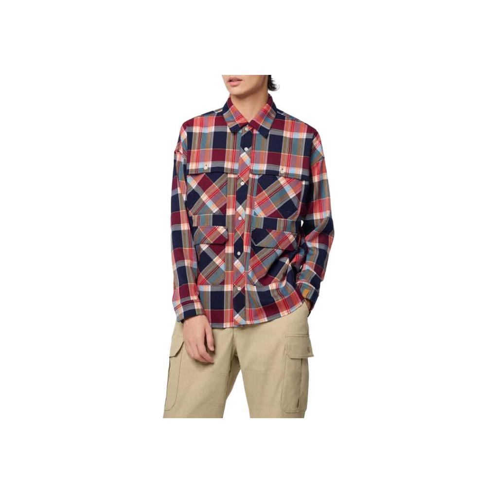 Timberland Plaid Point Collar Button Drop Shoulder Long Sleeve Shirt Men shirts Red TB0A6J5KE091