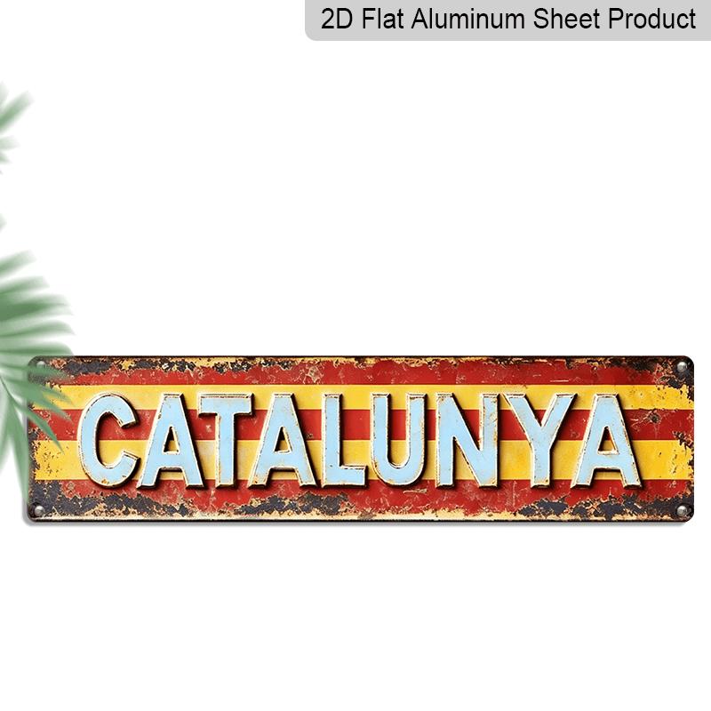 

1pc Decorative Address Sign - Retro CATALUNYA Aluminum Metal Sign 16 x4 with Vintage Spanish Regional Flag Colors, Wall-Mounted Rustic Decor for 40cm x 10cm