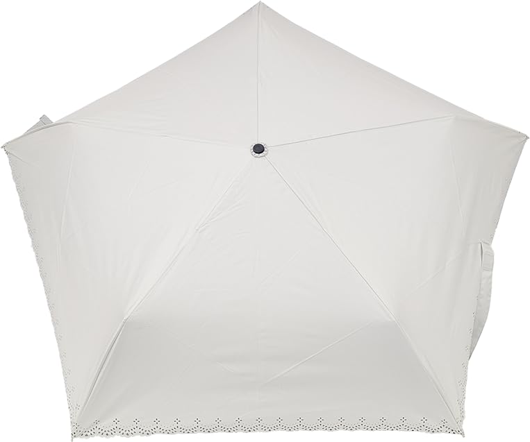Rose Sangyo 50cm Mini Folding Umbrella with Heat 63500308 Lightweight, Color-Coated, Cut, White,