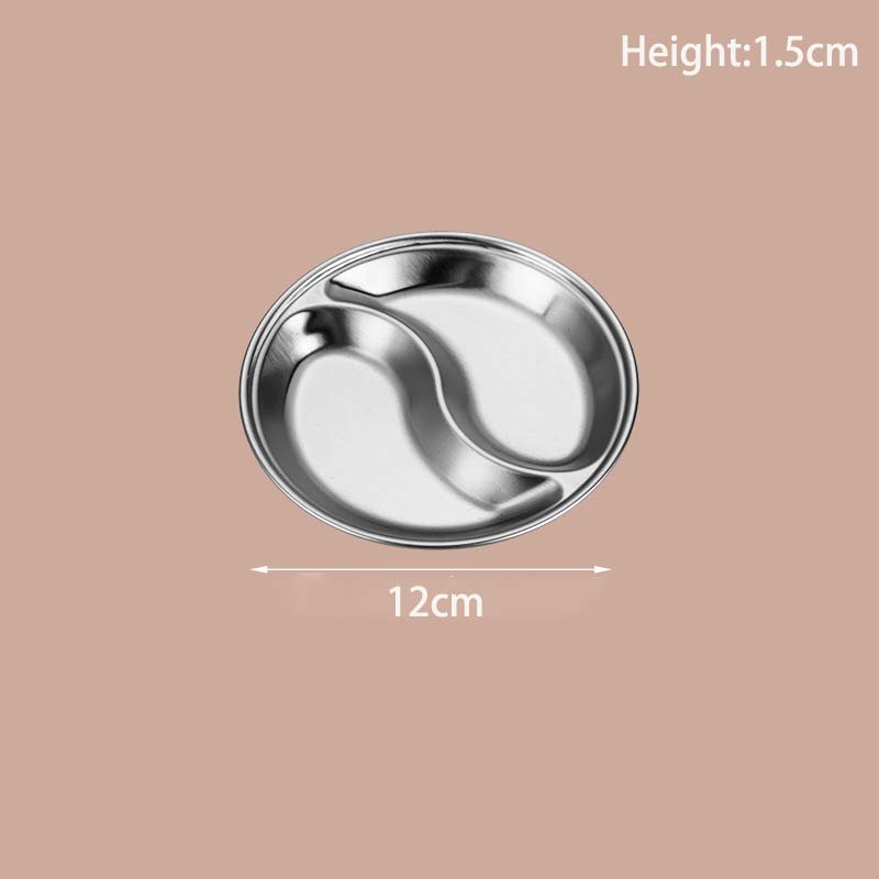 Stainless Steel Korean Sauce Dish Round Seasoning Serving Tray Soy Sauce Spice Condiment Dipping Plate Hotpot Barbecue Tableware