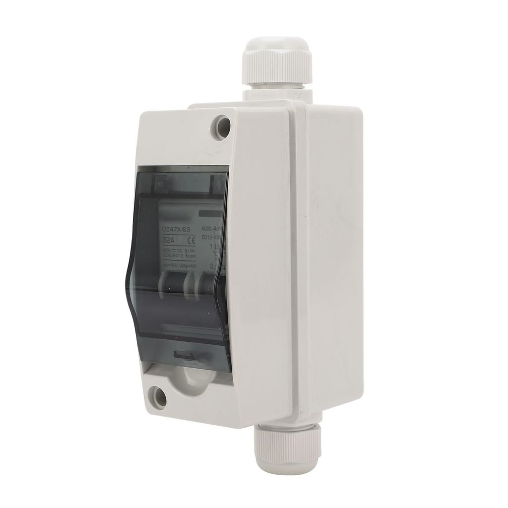 DC AC Circuit Breaker 32A Solar PV Disconnect Switch with DIN Rail Waterproof Box DC12‑400V AC90‑400