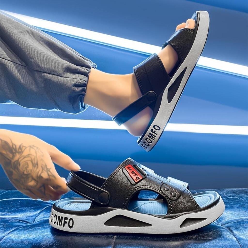 Men's Summer Breathable Non-slip Beach Shoes - Geometric Pattern EVA Indoor/Outdoor Sandals