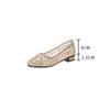 Women's Spring Summer All-match Mesh Sandals Plus Size Solid Color Thick Heel Flat Lace Shoes
