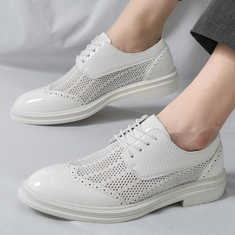 Fashion Luxury Designer Summer New Men's Pointed Air Mesh Mix Breathable Shoes Male Formal Wedding Prom Dress Prom Loafers Homecoming