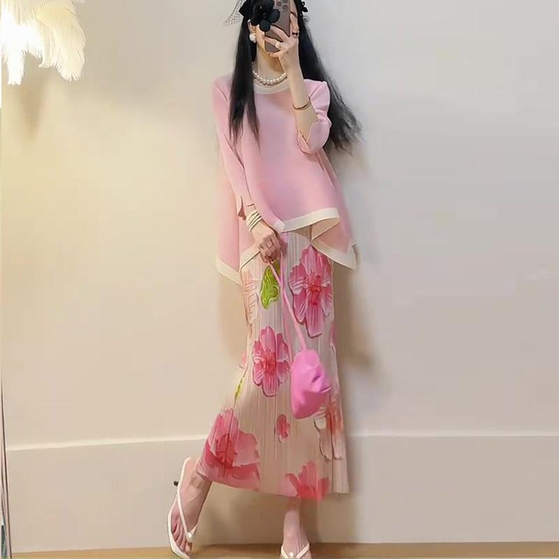 Half Length Skirt, Western-style, Explosive Summer Fashion, Age Reducing Two-piece Set for Women In Summer