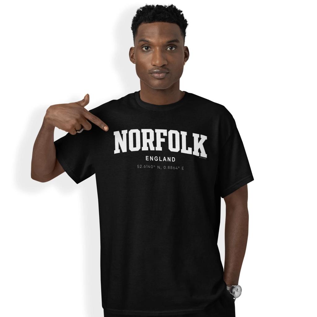 Norfolk Varsity Style Print With Coordinates Hand Printed T-Shirt Size S - 5XL