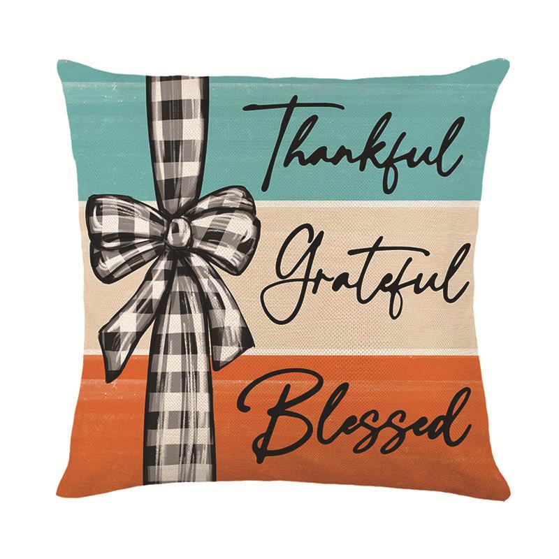 Pumpkin Pillow Cover Linen Single-sided Printed Plant Maple Leaf Living Room Sofa Decorative Cushion Cover Pillow