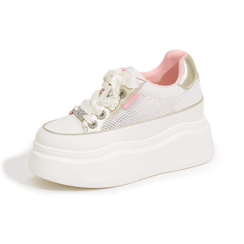 

Platform white shoes women s 2025 new summer height increase women s shoes fashion versatile muffin hollow breathable mesh shoes 39