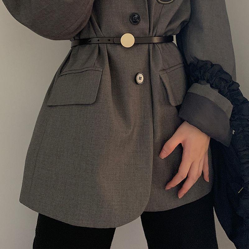 

Womens Contemporary Waist Belt In Elegant Black Perfect For Seasonal Styles Round Button