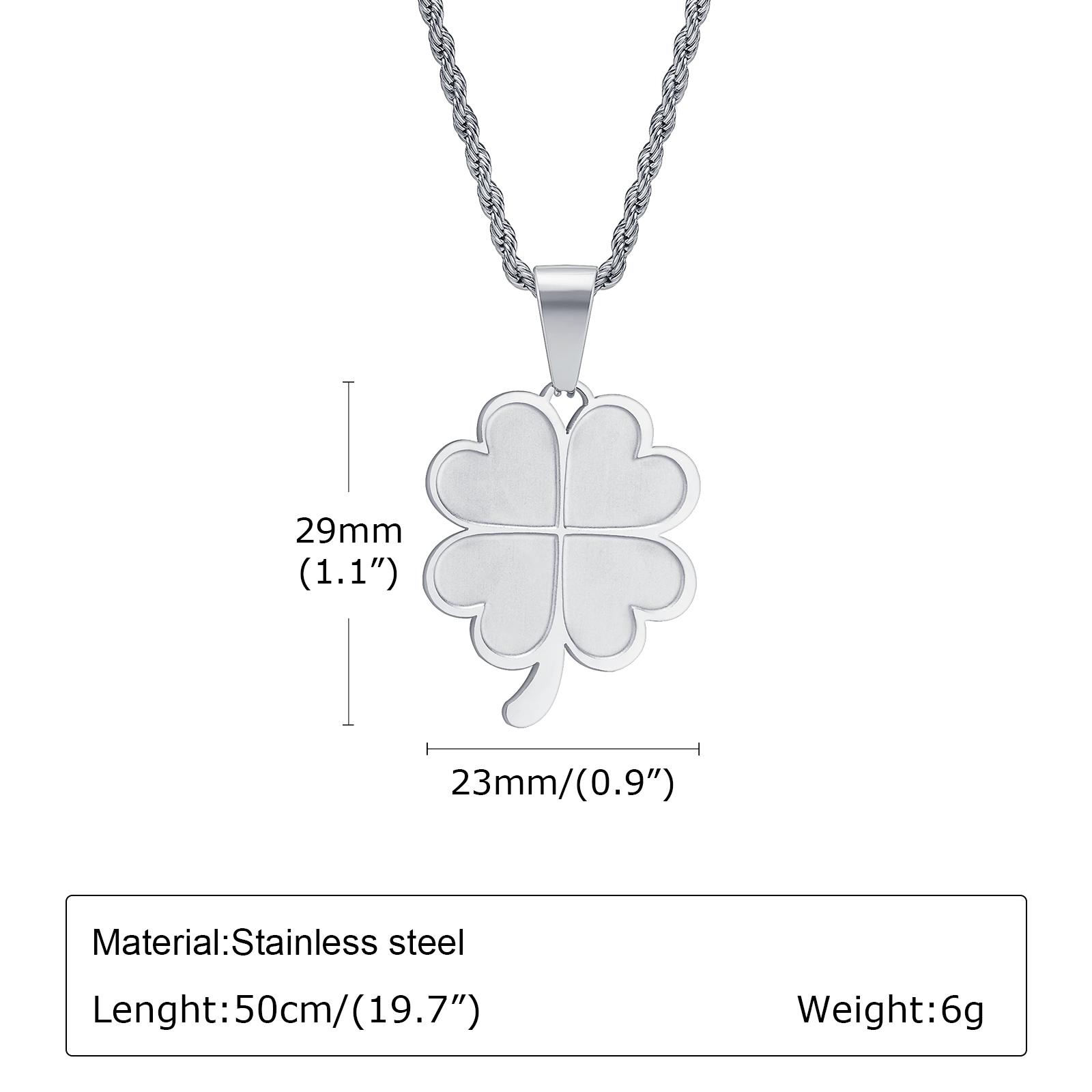 

Lucky Leaf Necklaces for Men Women,Stainless Steel Four Leaf Clover Pendant Necklaces,Stylish Causal Jewelry Gifts 50cm