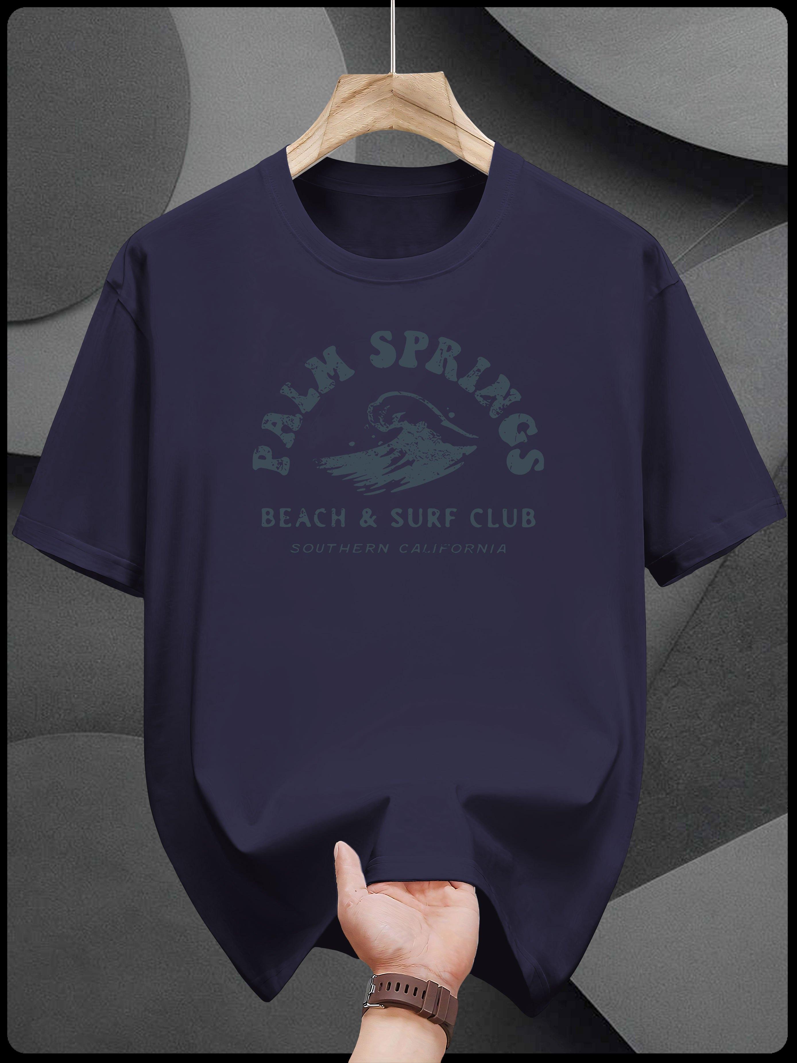 T-shirt with Palm Springs Beach Surf Club Graphic Print - Black Casual Summer Tee XXXXL